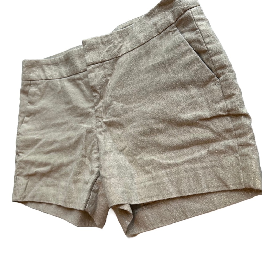 Banana Republic Factory Cotten Linen Metallic Shorts in Flax